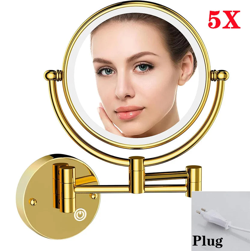 Brushed Gold Led Folding Touch Bathroom Mirrors Of