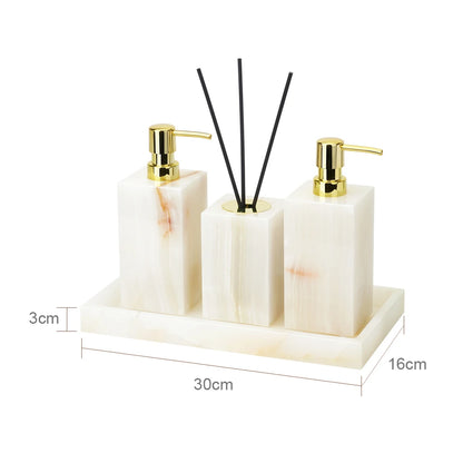 White Onyx Natural Marble Bathroom Luxury Soap Dispenser