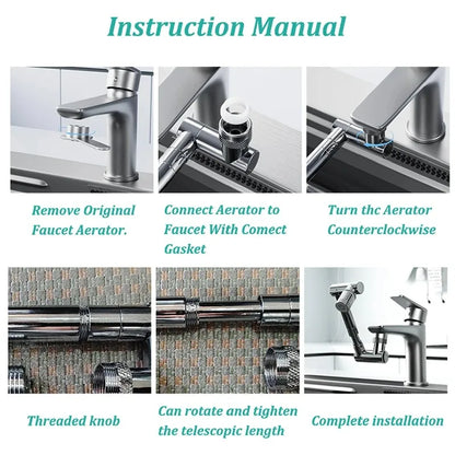 1440 Scalable Metal Faucet Aerator Splash-Proof Bathroom Tap