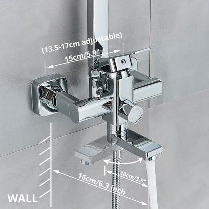 Uythner Bathroom Chrome/Black Shower Faucet Rotate Tub Spout