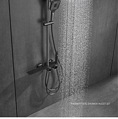 Luxury Gun Gray Brass Bathroom Shower System Digital