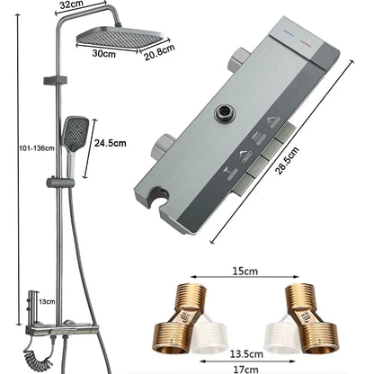 Shinesia Gray Rainfall Shower System Aluminium Tropical Shower