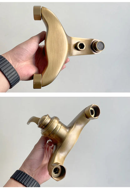 Brass Vintage Gold/Black Simple Shower Spray Handheld Shower