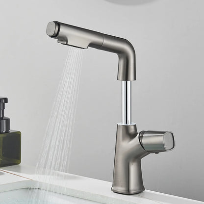 Bathroom Sink Faucet Lift Up Down Stream Sprayer
