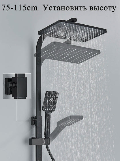 Black Smart Thermostatic Shower Faucet Bathroom Intelligent