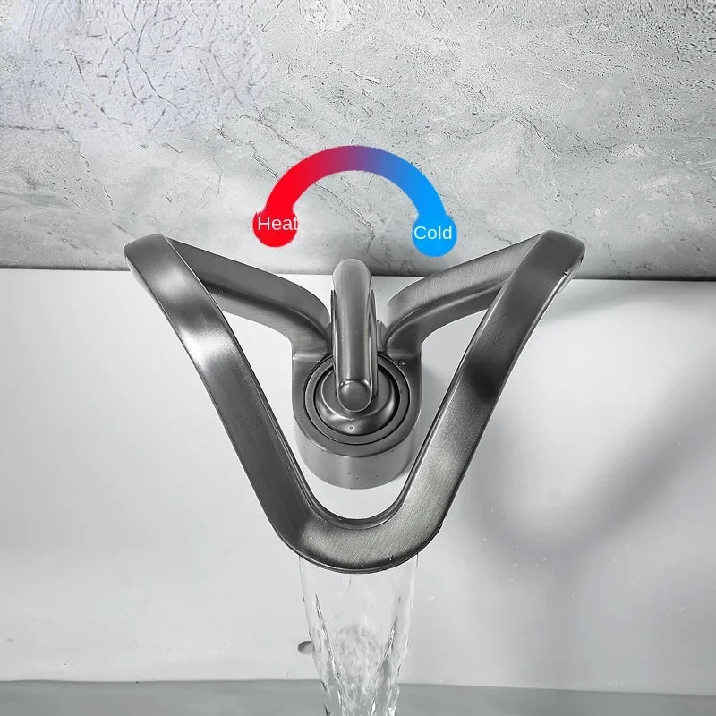 Faucet Bathroom Hollow Out Design Waterfall Basin Mixer