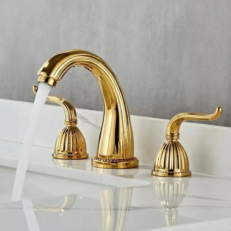 Basin Faucets 3pcs Antique Brass Classic Bathroom Sink