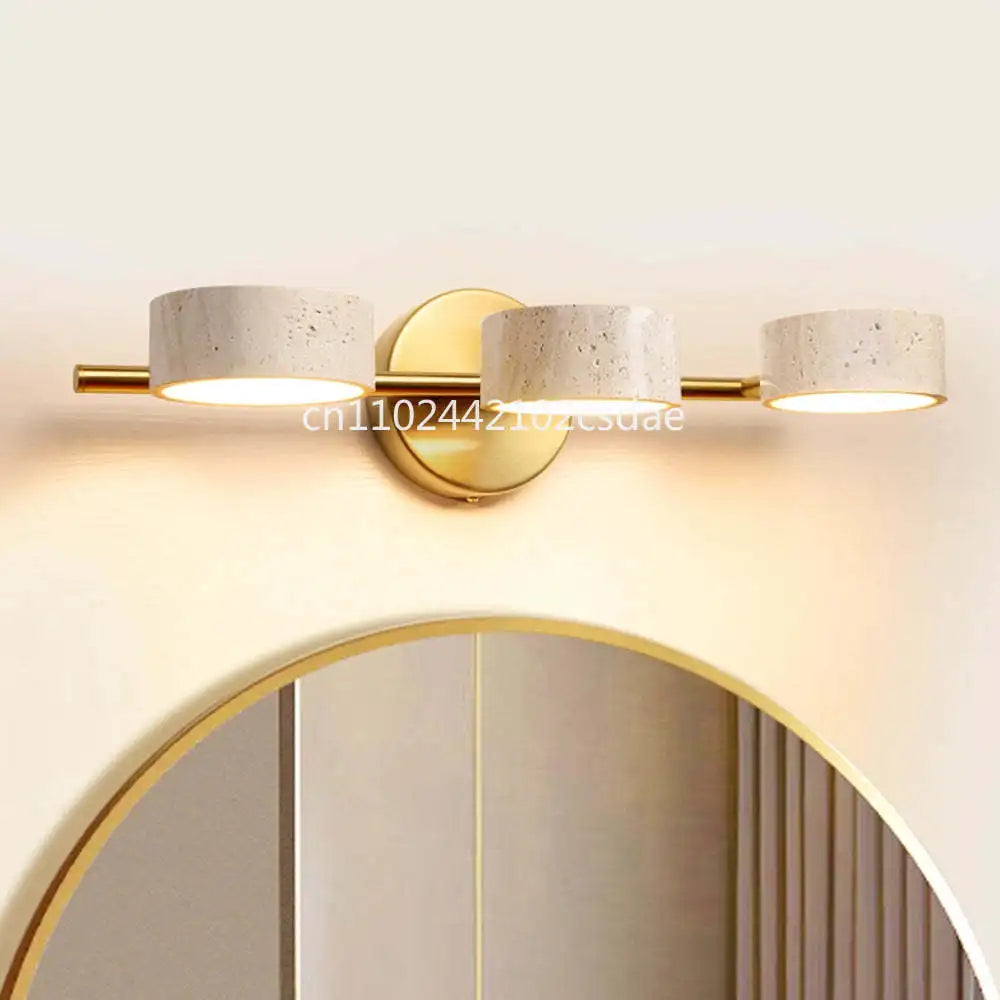 Natural Limestone Round Led Wall Lamp Double Sided