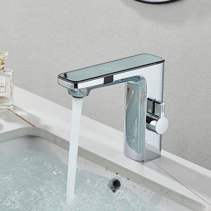 White Chrome Smart Sensor Basin Faucet Screen Digital