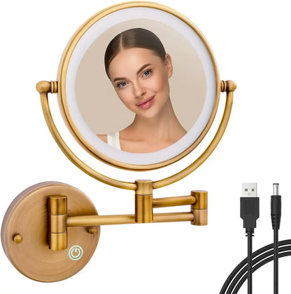 Rose Gold Touch On Led Folding Bathroom Mirror
