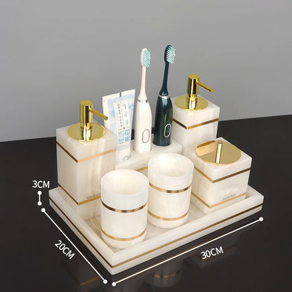 White Onyx Natural Marble Bathroom Gold Luxury Soap