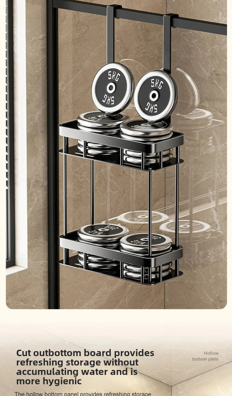 1pc 2-Tier Hanging Shower Caddy Over Door Bathroom