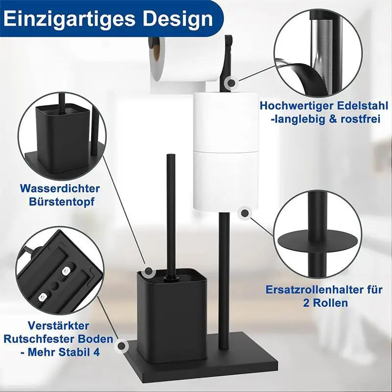 Floor-To-Ceiling Toilet Brush Holder Stainless Steel Toilet