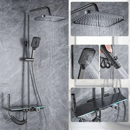 Upgrade White Bathroom Shower Led Display Piano Keys