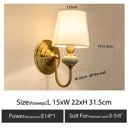 Modern Wall Sconce White Fabric Shade E27 Gold