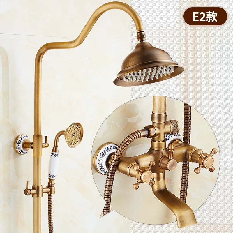 Zgrk Antique Rain Shower Faucets Hand Wall Mounted