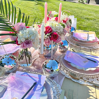 6-48pcs Disco Ball Cups Lids Staws Disco 70s