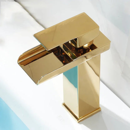 Black Waterfall Bathroom Basin Faucet Square Vanity Sink