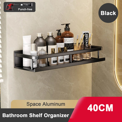 Punch-Free Bathroom Rack Bathroom Shelf Toilet Space Aluminum