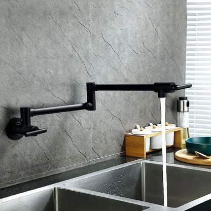 Black Wall Mounted Pot Filler Faucet Swivel Folding