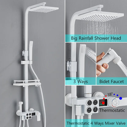 Matte Black Functions Display Screen Shower Faucet Bathroom