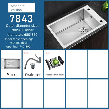 Stainless Steel Sink Narrow Long Model Side Hole