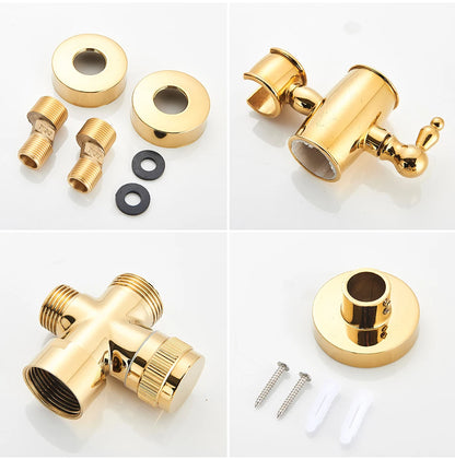 Golden Shower Bathroom Bath Shower Faucet Brass Swivel