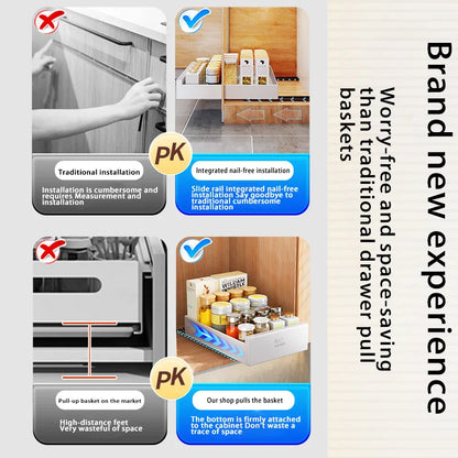 Under-Sink Cabinet Drawer Slide Pull-Out Draining Shelf