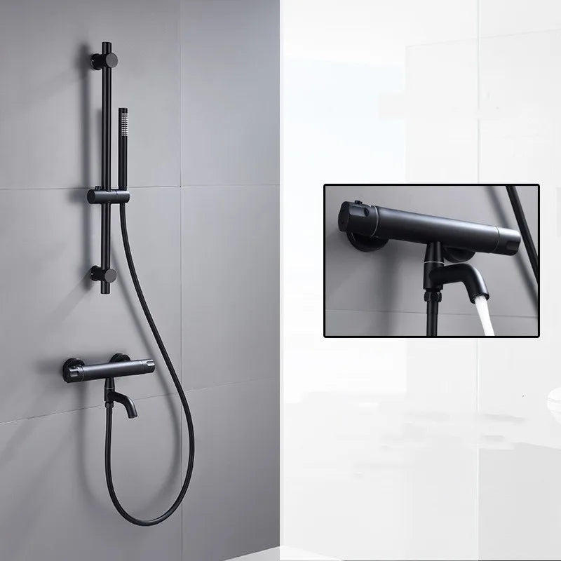 Black Chrome Thermostatic Shower Faucets Valve Brass Bathroom