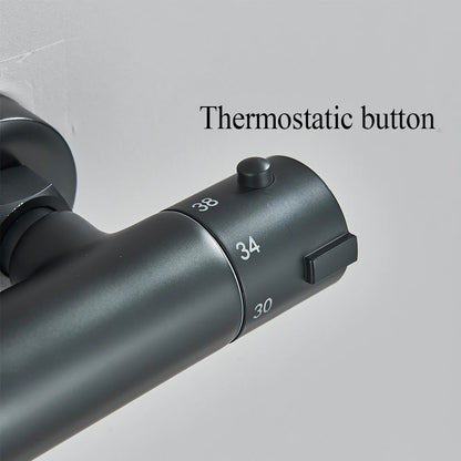 Thermostatic Shower Faucet Bathroom Black Mixertap Thermostat