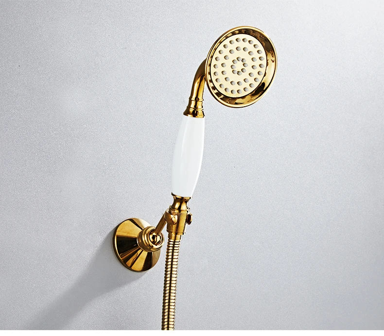 Ellen Bathtub Faucet Gold Swan Hand Shower Wall