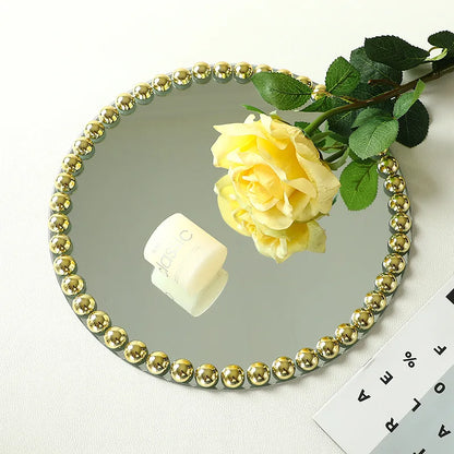 Pearl Dot Glass Mirror Storage Tray Light Luxury