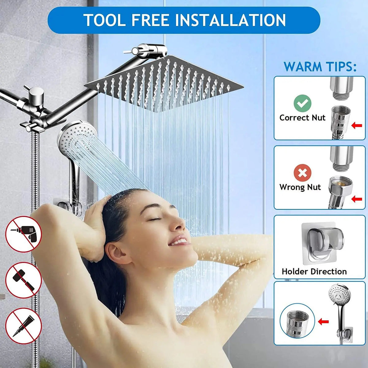 Black Simple Bathroom Shower Wall Mounted Bathroom Shower