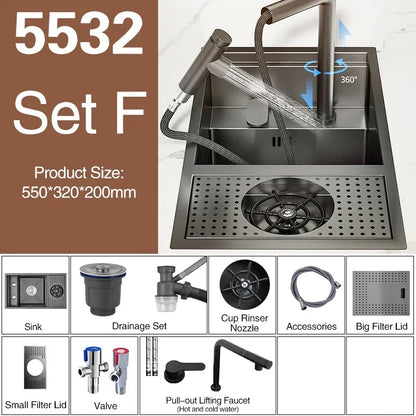 Asras Nano Black Small Size Sink Cup Washer