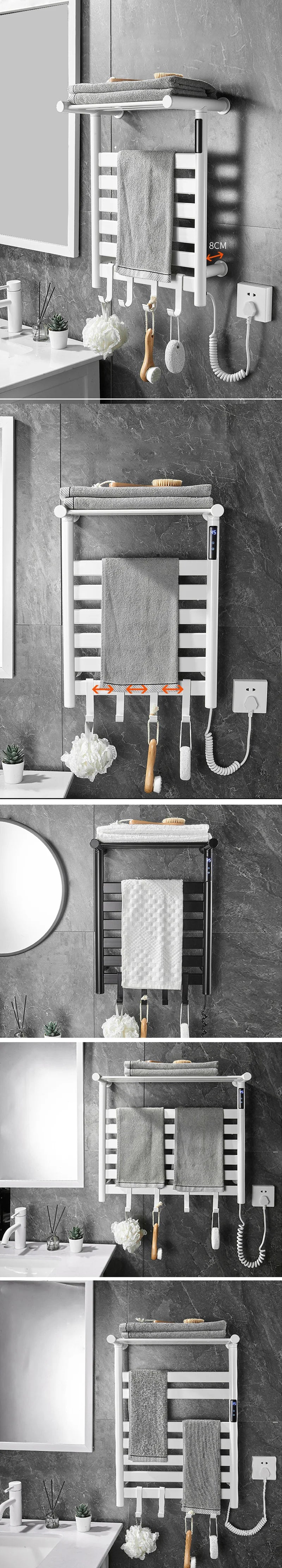 Black/White/Gray Towel Dryer Digital Display Electric Towel Rack