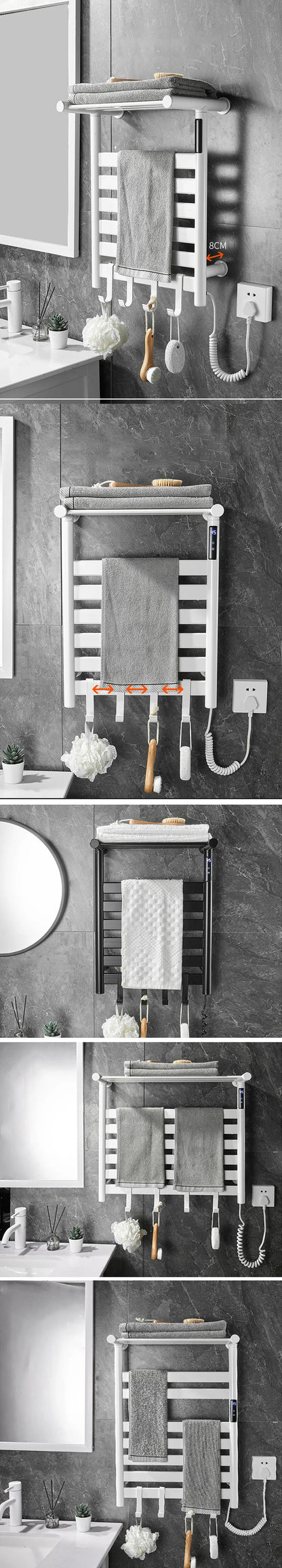 Black/White/Gray Towel Dryer Digital Display Electric Towel Rack