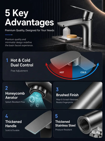 304 Stainless Steel Bathroom Sink Faucet Cold Mixer