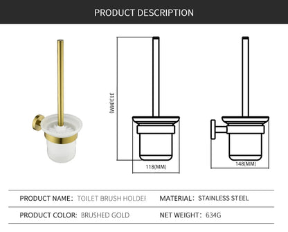 Bathroom Hardware Brushed Gold Toilet Brush Holder Robe