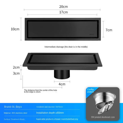 Luxury Hidden 304 Stainless Steel Rectangular Floor Drain