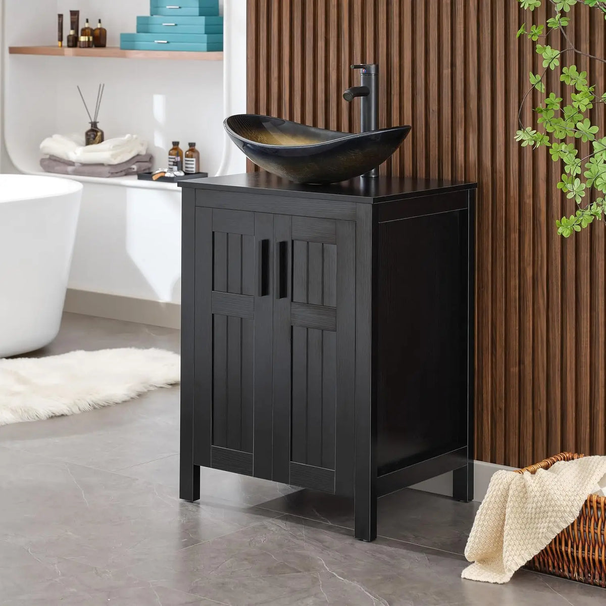 Black 24 Bathroom Vanity Sink Combo Modern Vanity