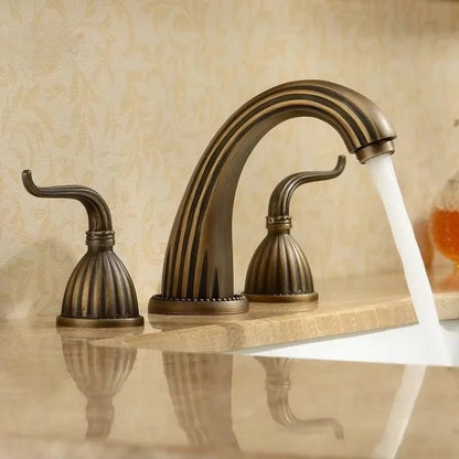 Basin Faucets 3pcs Antique Brass Classic Bathroom Sink