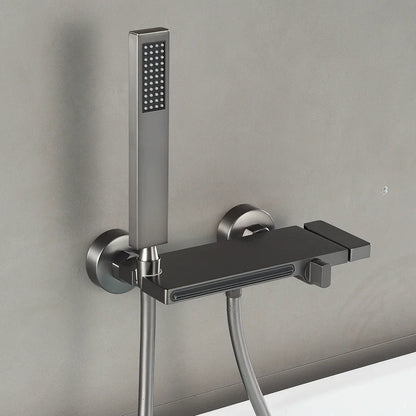 Tuqiu Gray Bathtub Shower & Cold Black Bathroom
