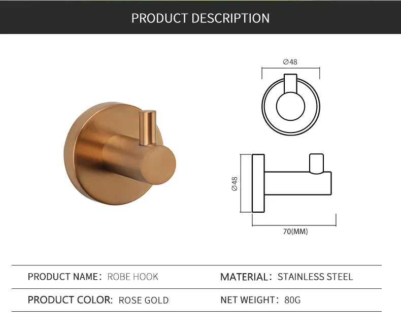 Bathroom Hardware 304 Stainless Steel Rose Gold Towel