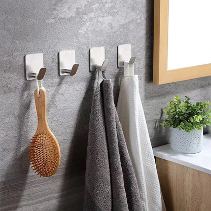 1/4pc Bathroom Stainless Steel Robe Hook Multi-Purpose Adhesive