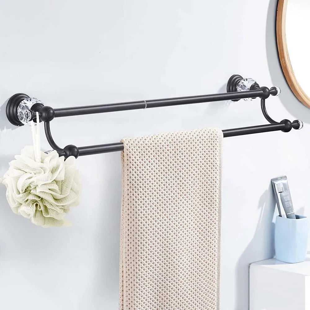 Luxury Crystal Gold Bathroom Hardware Wall Mounted Retractable