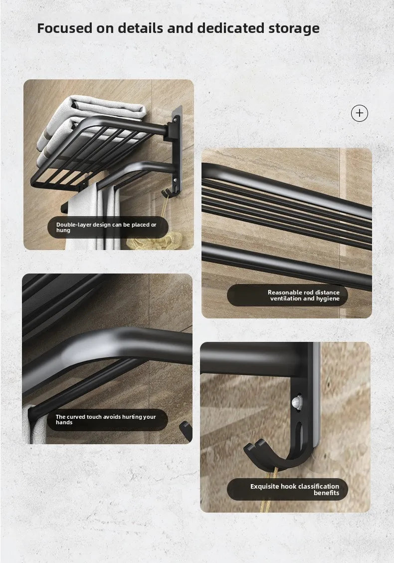 Foldable Towel Rack - No Drill Bathroom Space