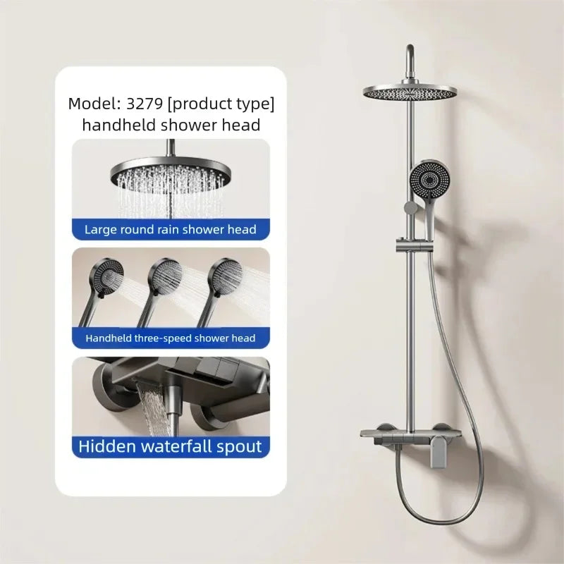 Bathroom Cold Water Boosting Shower Rainfall Pressure Piano