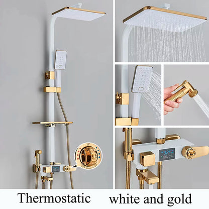Black Smart Thermostatic Shower Faucet Bathroom Intelligent