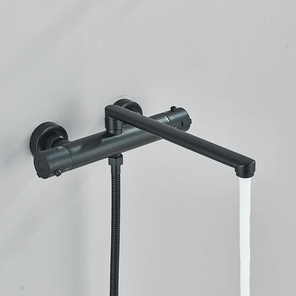 Chrome Black Bathtub Faucet Wall Mounted Thermostatic Shower