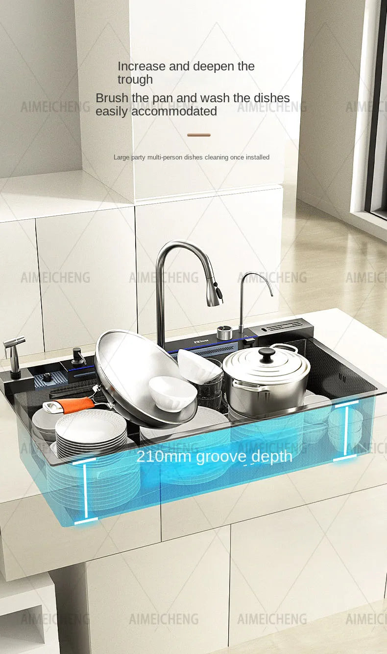 Digital Fly Rain Waterfall Sink Embossed Nano 304